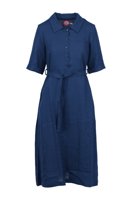 Huvudbild Pernilla linneklänning i navyblå