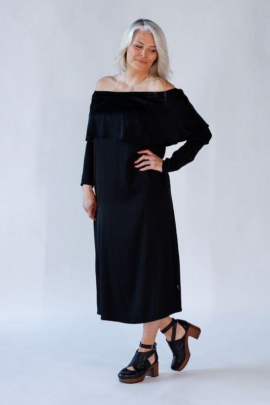 Palma svart elegant klänning i rayon