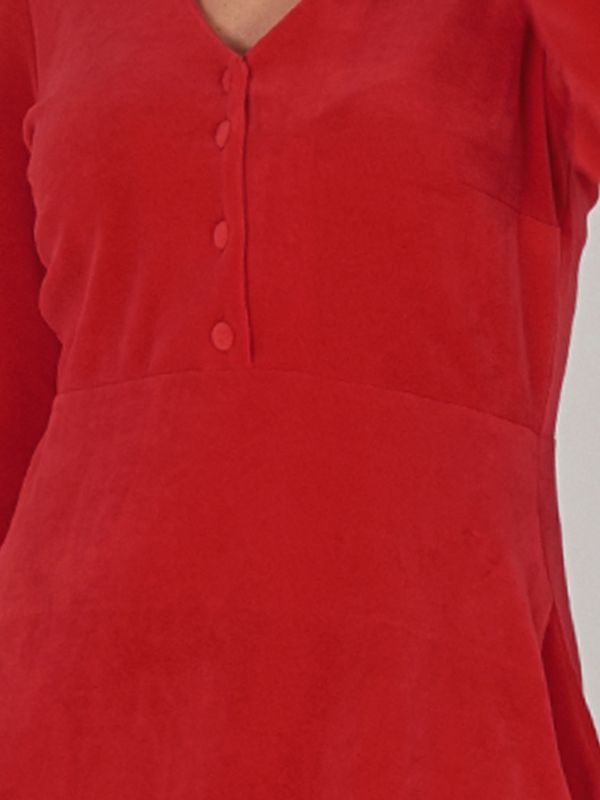 Janka röd velourklänning