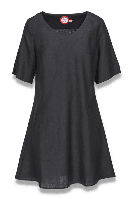 Huvudbild Theresa svart kort linneklänning/tunika.