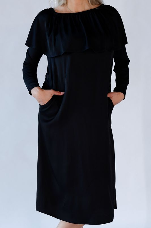 Palma svart elegant klänning i rayon