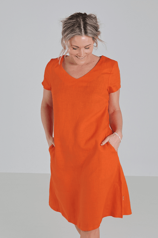 Hannalena orange linne klänning