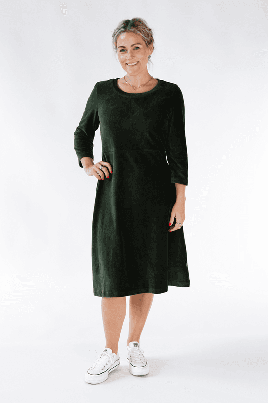 Elli klänning babycord combogrön