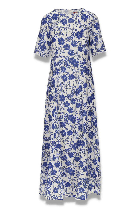 Huvudbild Ulrika blå och vit blommig klänning