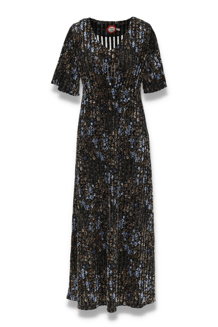 Huvudbild Eldbjørg svart och blå selskapsklänning