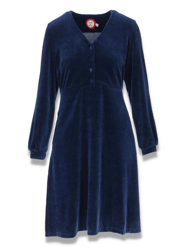 Janka marinsblå velurkjole
