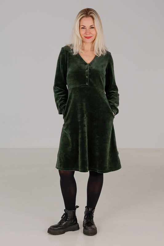 Janka kombogrön velourklänning