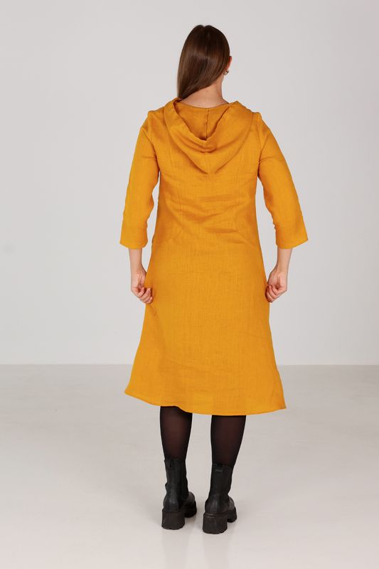 Berta oker gul sporty linneklänning