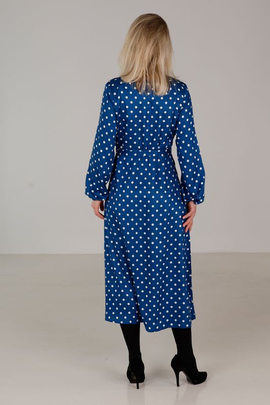 Mette blå polkadot klänning