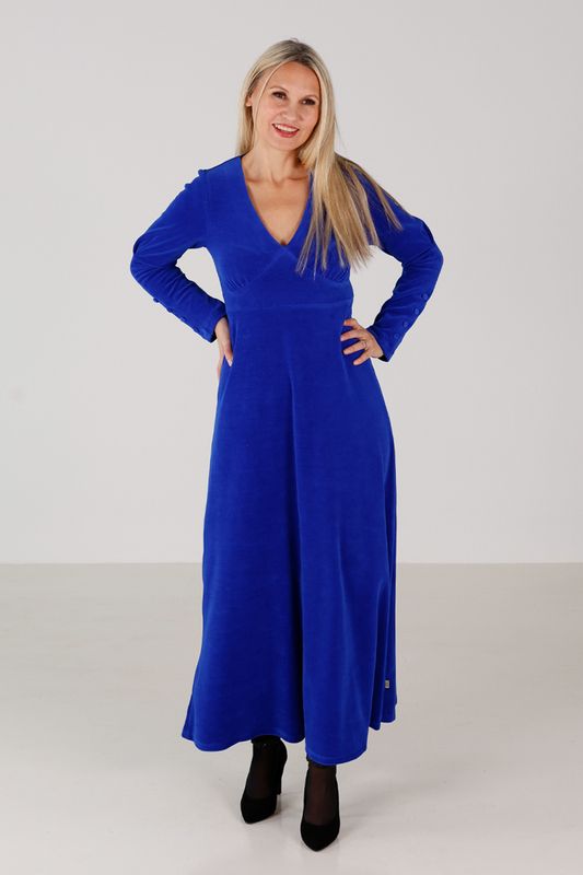 Inga kungsblå lång velurklänning