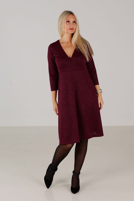 Sylvi plommonfärgad glitter klänning