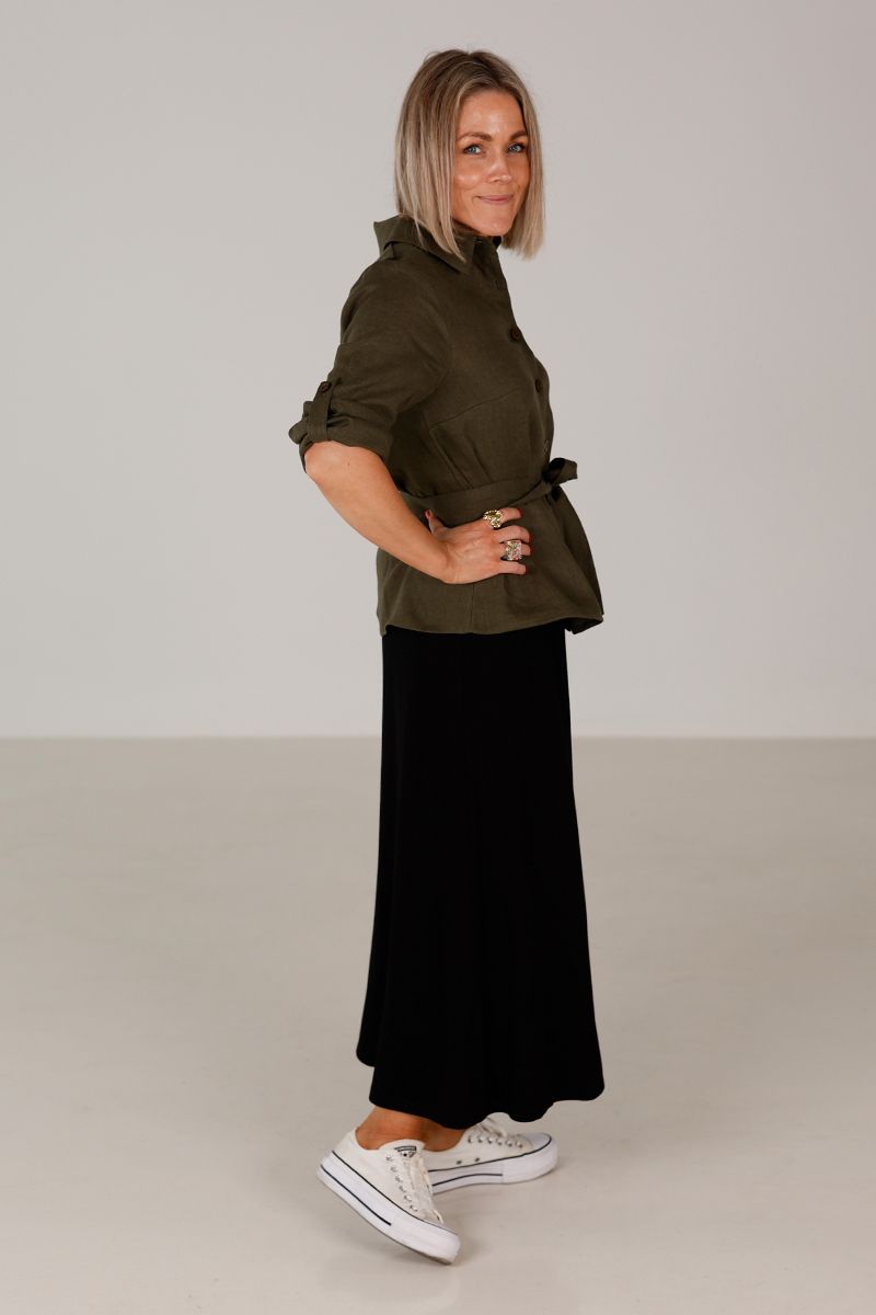 Linn khaki linneskjorta