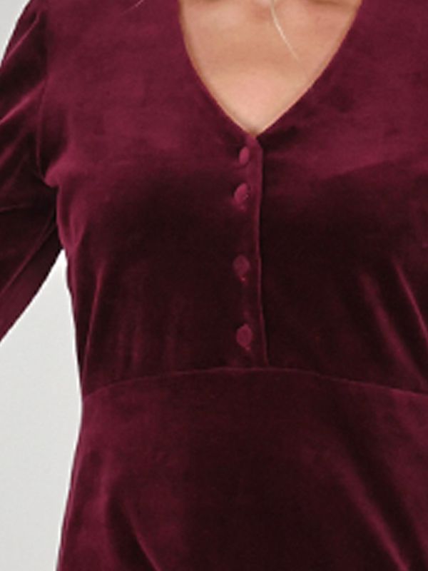 Janka bordeaux velourklänning