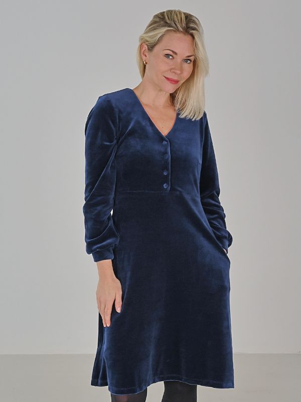 Janka marinsblå velurkjole