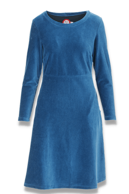 Huvudbild Anja basklänning i petrolblå babycord