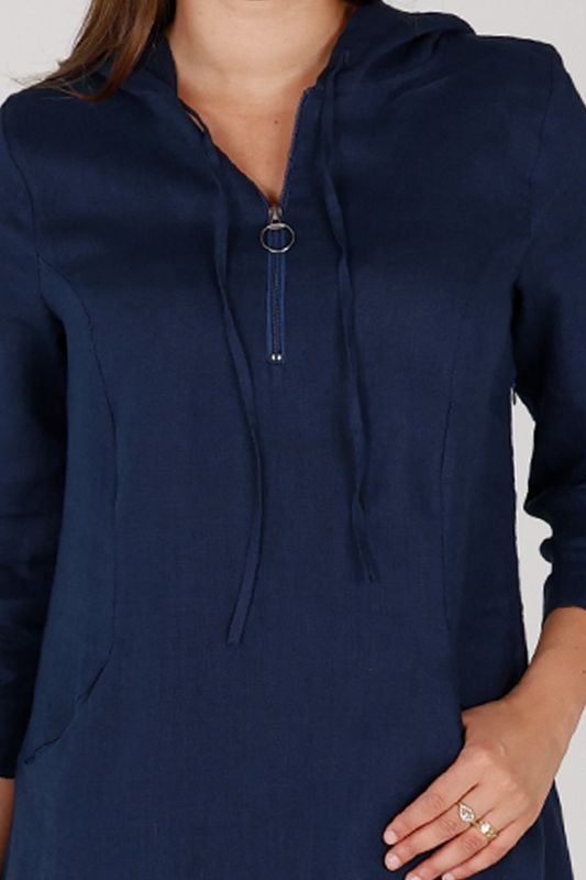 Berta marineblå sporty linneklänning