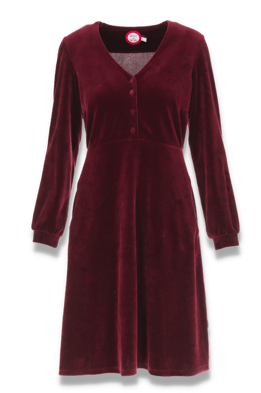 Janka bordeaux velourklänning