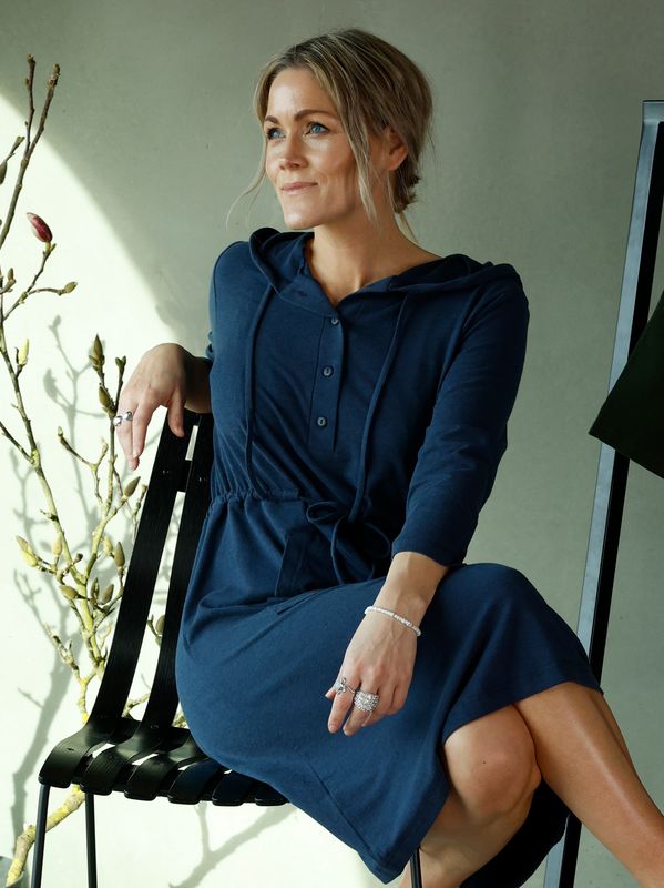 Elsa marineblå bambu klänning 