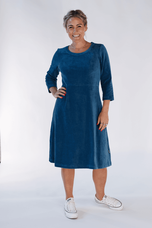 Elli petrol blå klänning babycord 