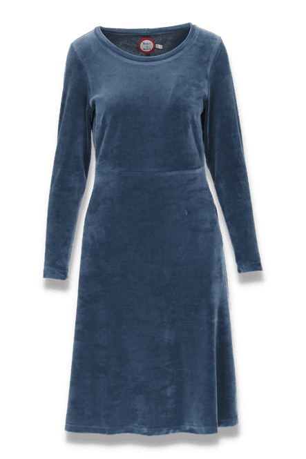 Huvudbild Barbro basklänning i dusty blue velour