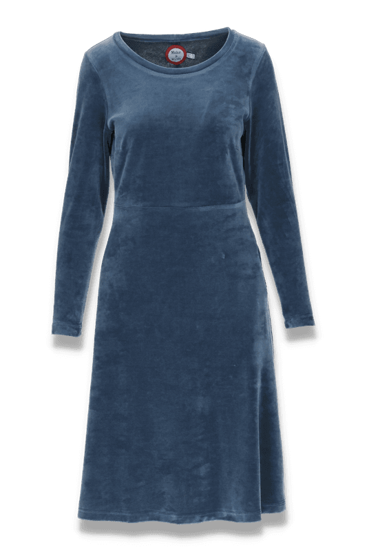Barbro basklänning i dusty blue velour